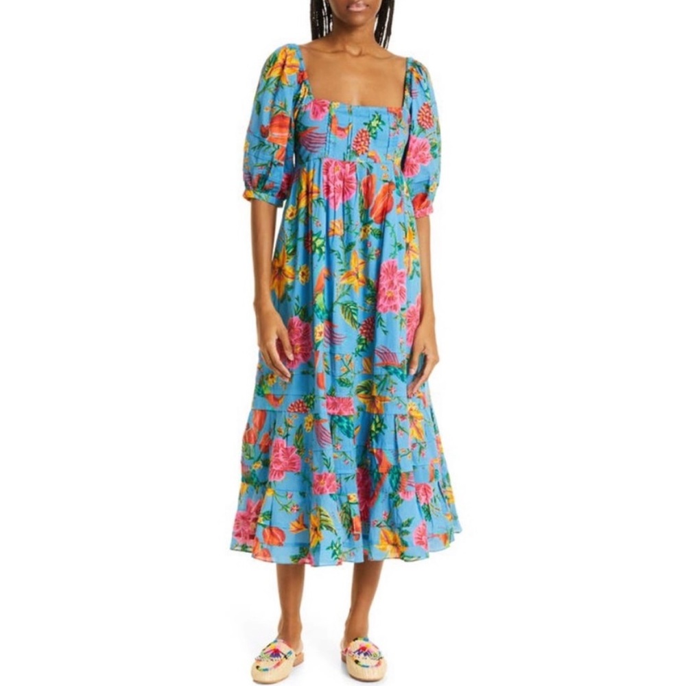 🦜NWOT FARM RIO Toucans Garden MIDI Dress SIZE M🦜SOLD at NORDSTROM FOR $250🦜